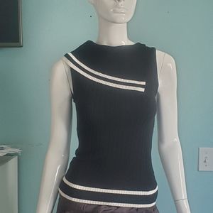 A. Byer Sleeveless Sweater w/ Asymmetric Collar